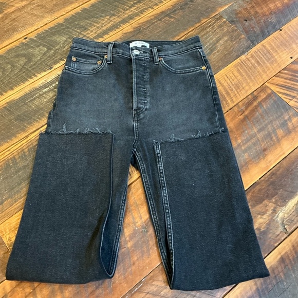 RE/DONE Comfort Stretch High Rise Stove Pipe Jeans Washed Noir Black Size 27 - Picture 11 of 16
